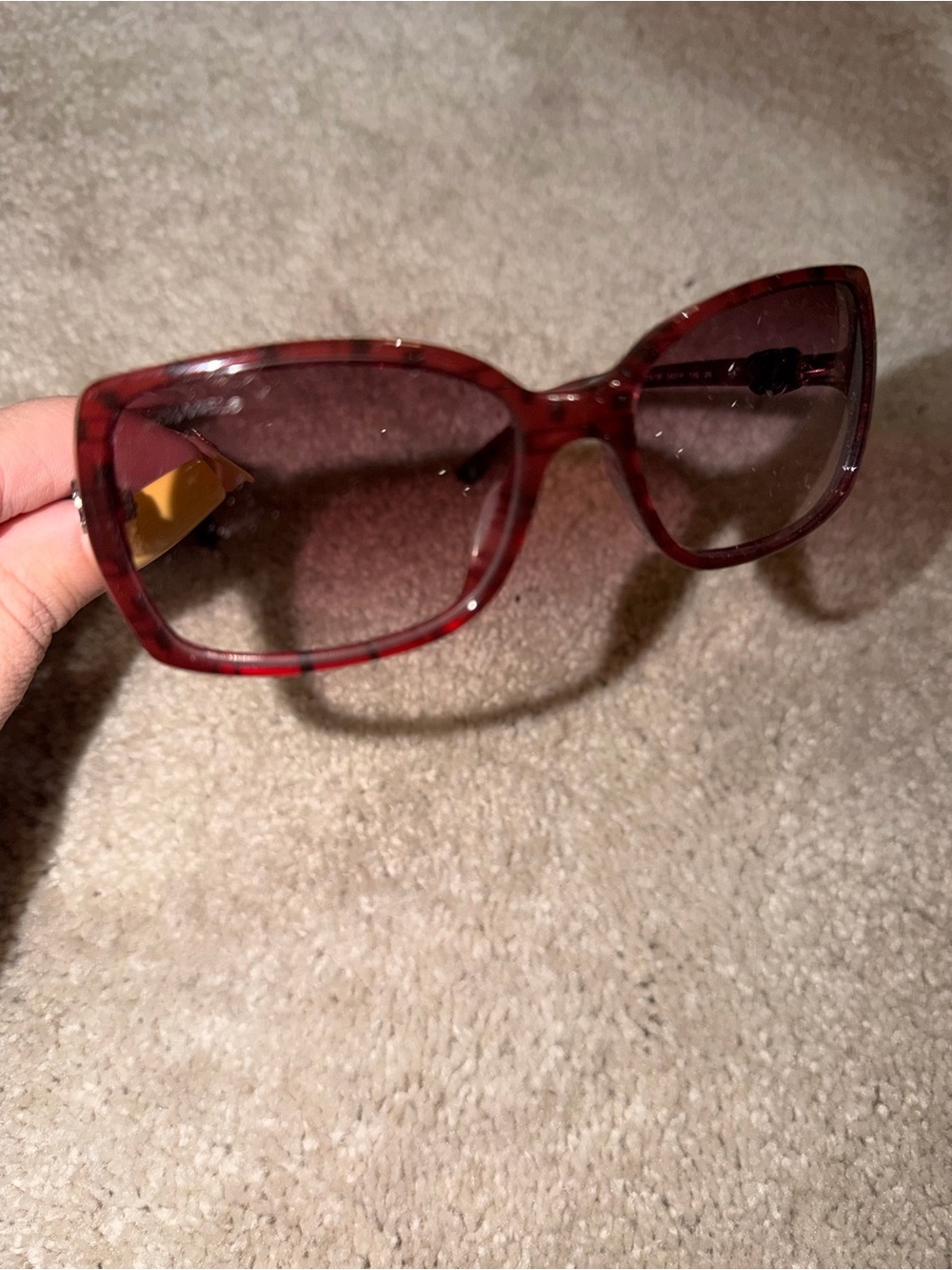 Authentic Chanel Women's Red Tortoiseshell Oversized Sunglasses